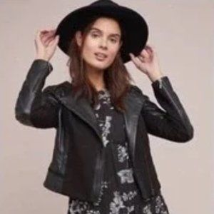 Anthropologie Elevenses Fosters Leather Moto Jacket - Size US 0